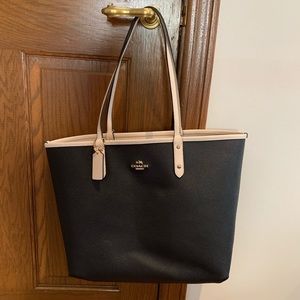 Reversible White & Black Coach Tote